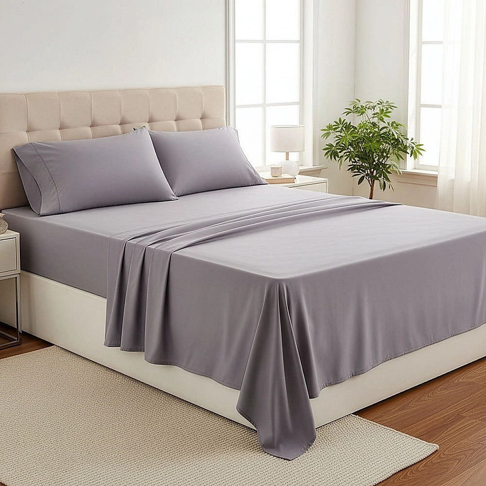 King Bed Sheet Set – 1800 Series Microfiber, Deep Pocket, Soft & Breathable, Grey