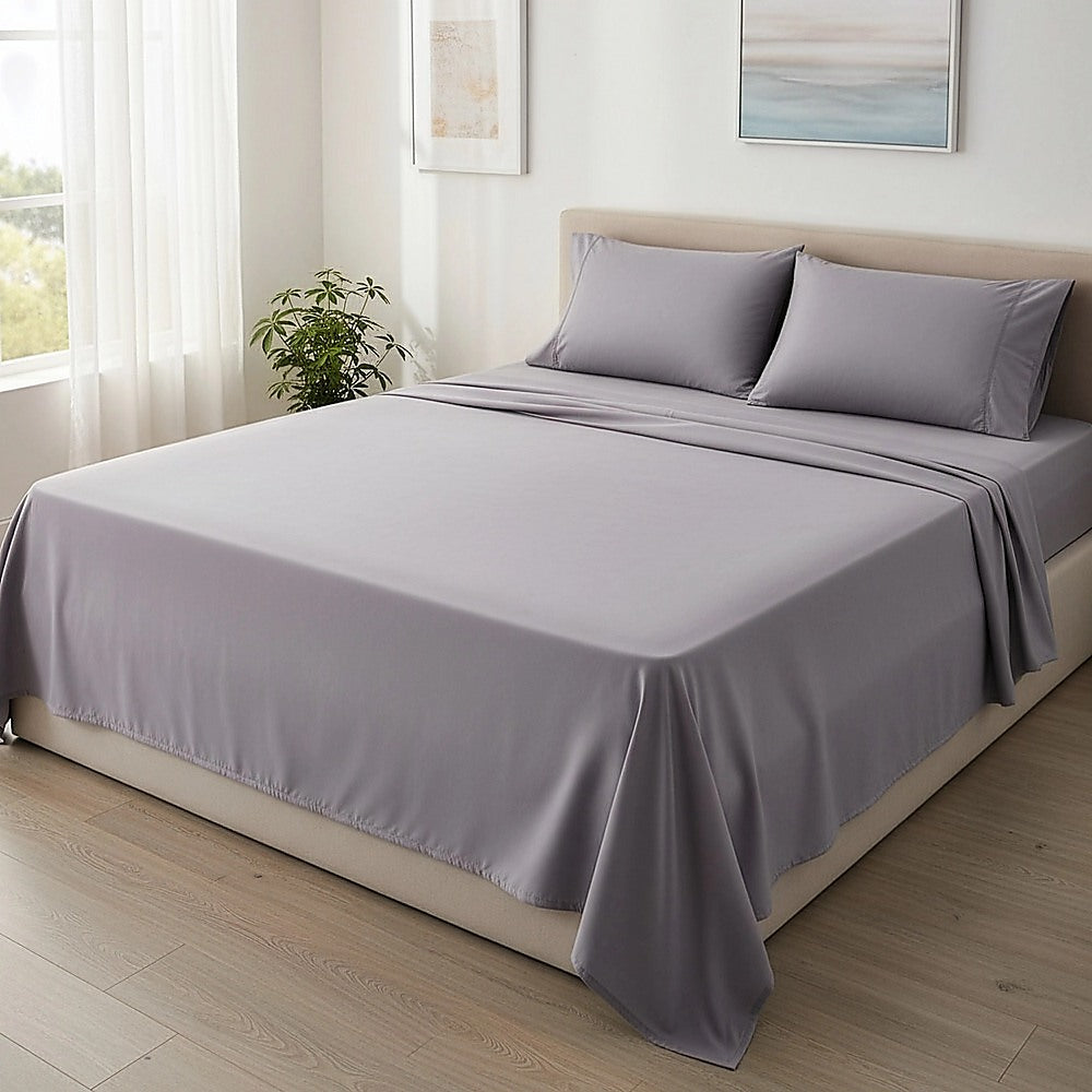 King Bed Sheet Set – 1800 Series Microfiber, Deep Pocket, Soft & Breathable, Grey