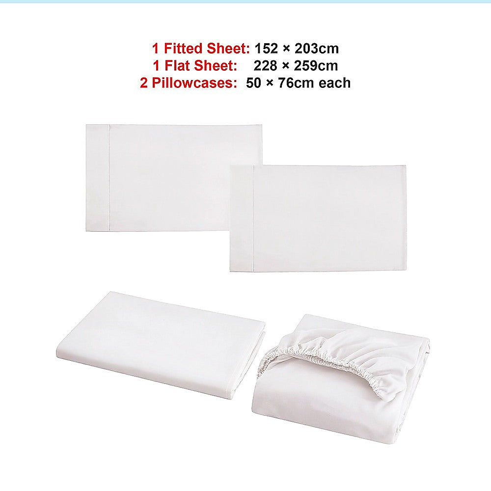 Queen Bed Sheet Set – 1800 Series Microfiber, Deep Pocket, Soft & Breathable, White