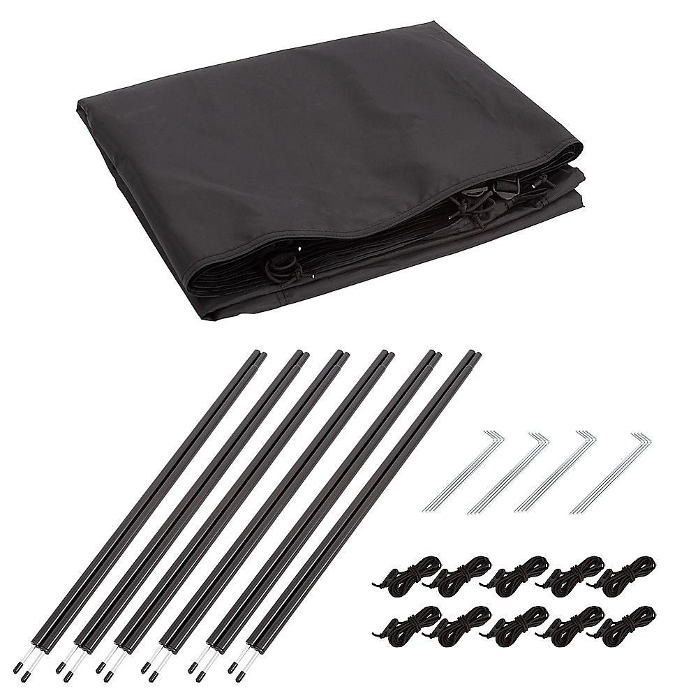 Camping Windbreak with Clear Windows & Carry Bag 725x140cm Black Outdoor Privacy Shelter