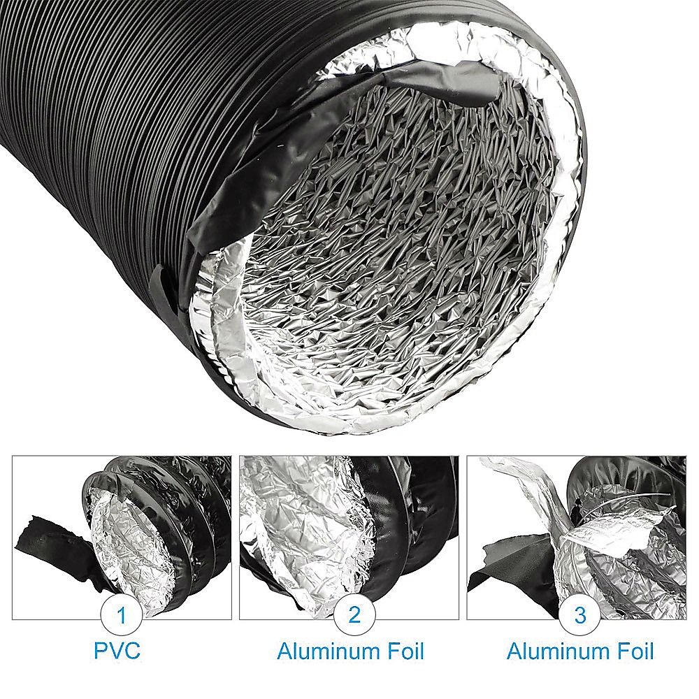 Flexible Aluminium Ducting 203mm x 7.6m 4 Layer Vent Hose HVAC Dryer