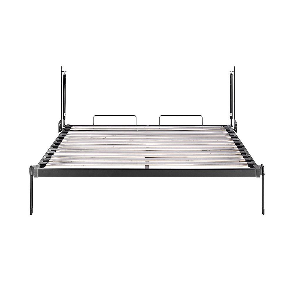 Double Wall Bed in White Gloss – Space Saving Murphy Bed Kit with Silver Door Handle