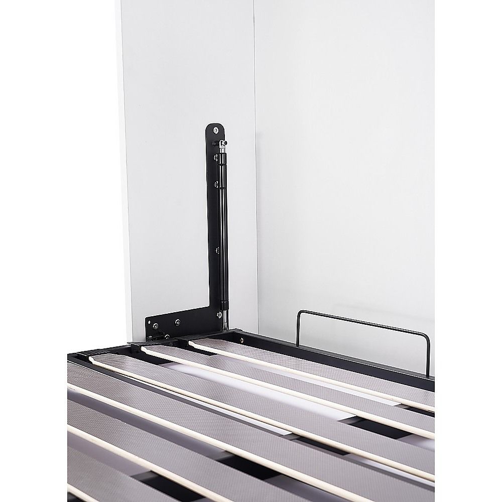Double Wall Bed in White Gloss – Space Saving Murphy Bed Kit with Black Door Handle