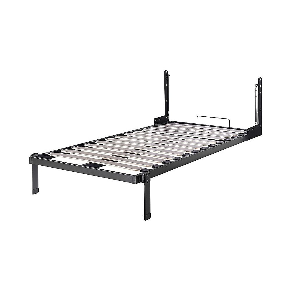 Single Wall Bed in White – Space Saving Murphy Bed Kit with Black Door Handle