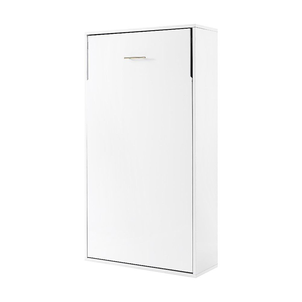 Single Wall Bed in White – Space Saving Murphy Bed Kit with Gold Door Handle