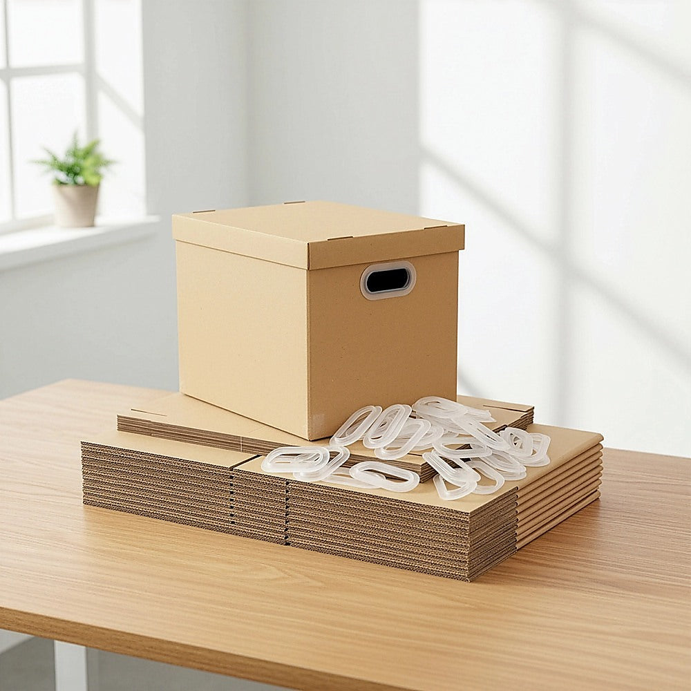 10Pcs Corrugated Cardboard Storage Boxes – Multi-Purpose Organising Cartons