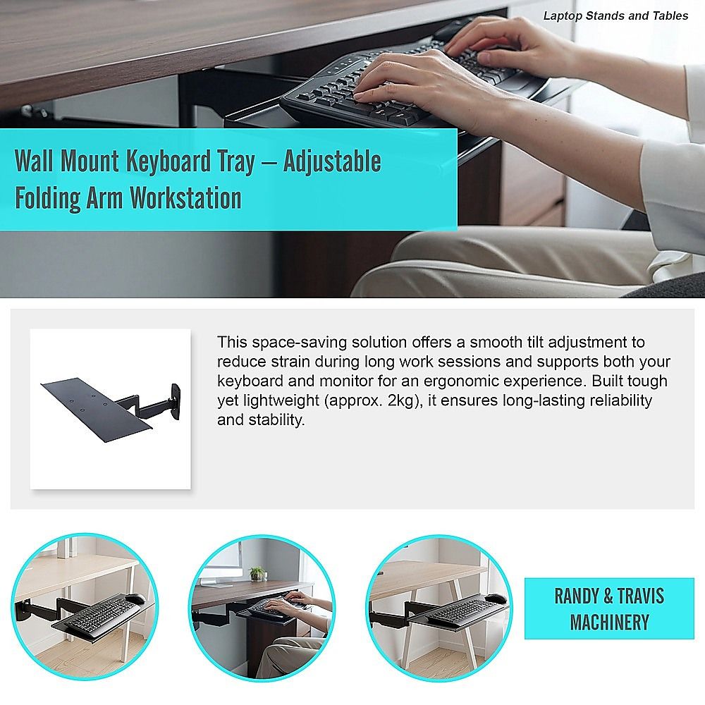 Wall Mount Keyboard Tray – Adjustable Folding Arm Workstation