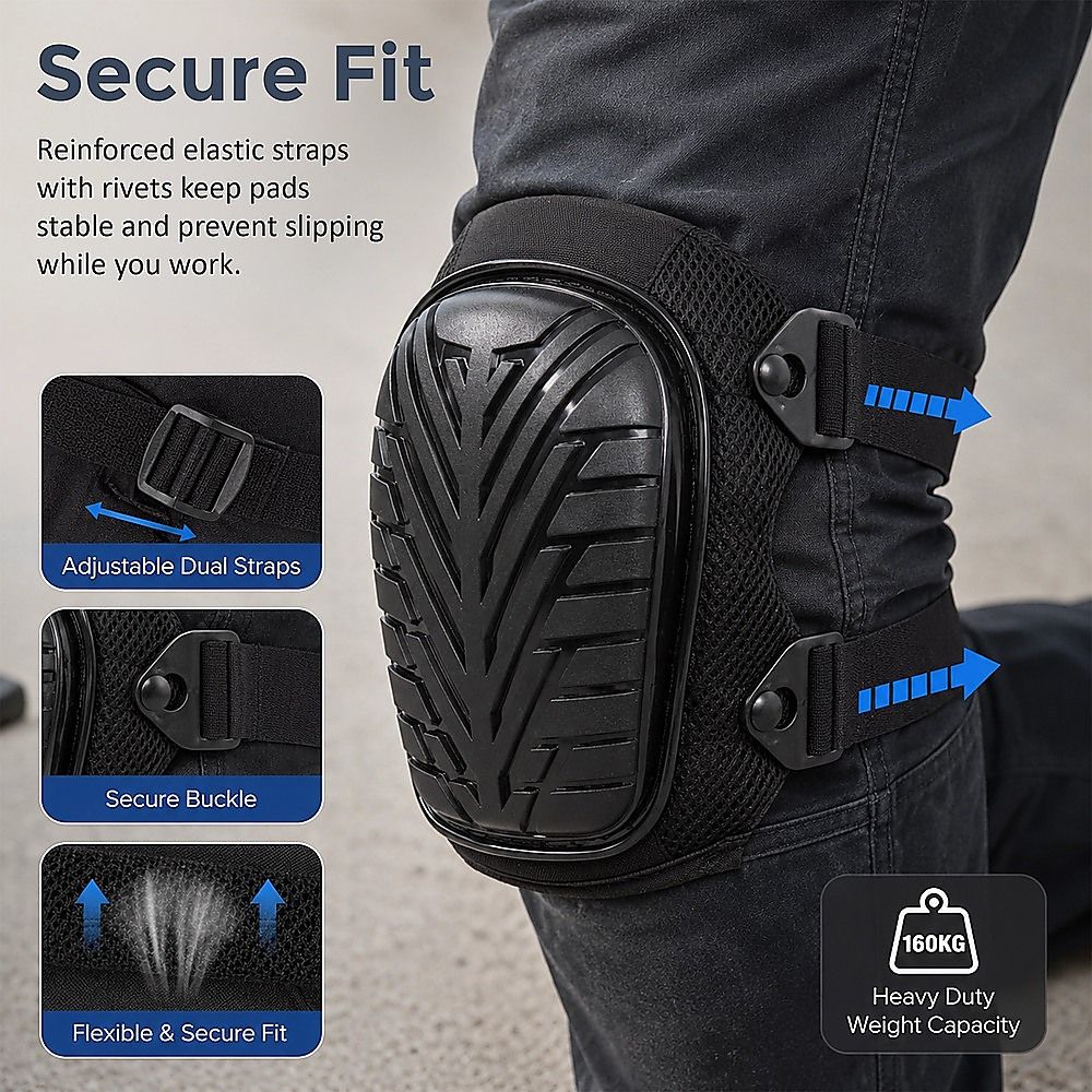Heavy Duty Work Knee Pads – Construction Safety Pads with Soft Foam & Gel Cushion for All-Day Comfort