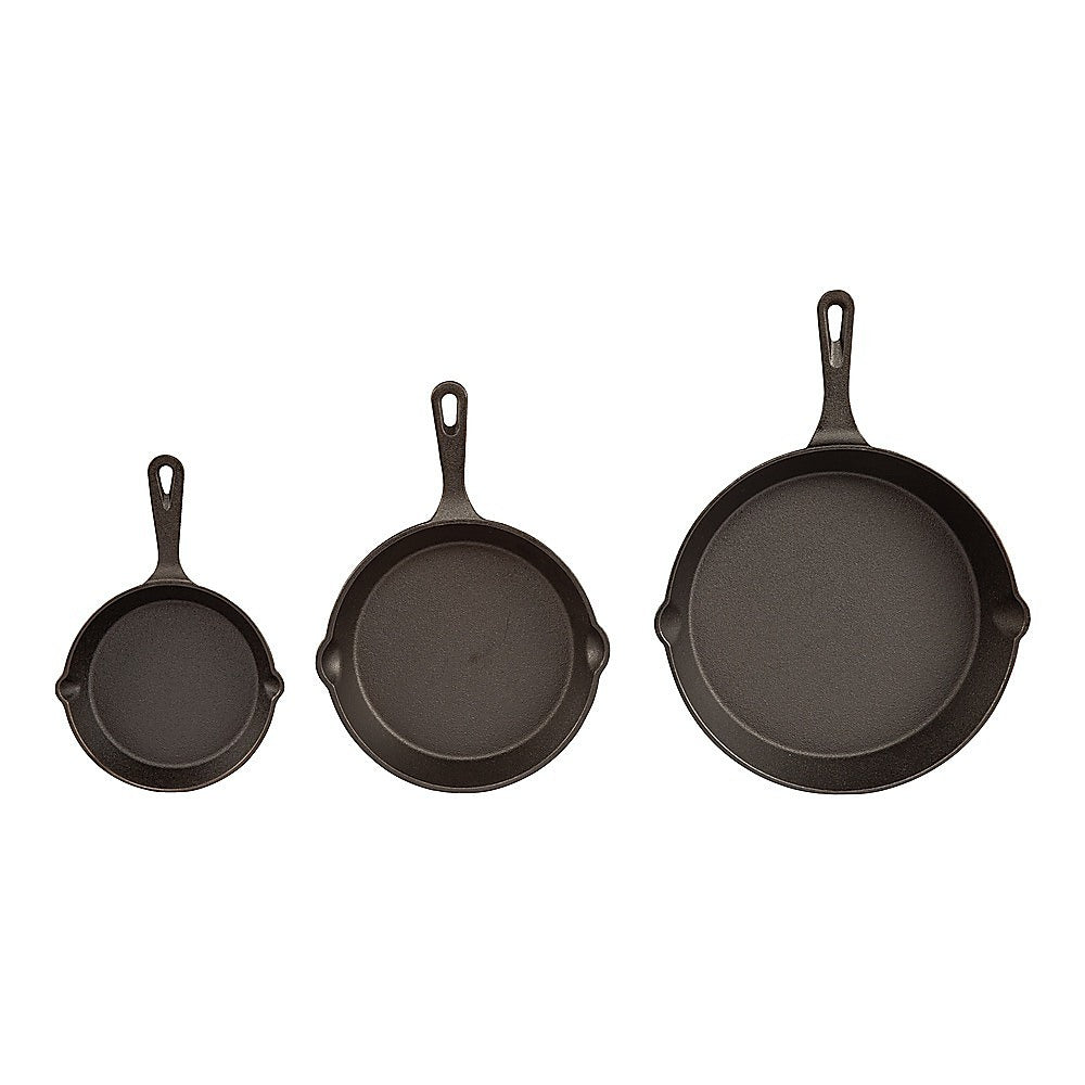 Chef Cast Iron Frying Pan Set – 3PCS Skillet, Grill & Oven Cookware for Home Cooking