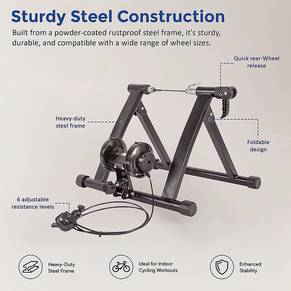 Indoor Bicycle Trainer – Magnetic Stationary Bike Stand for Home Fitness Workouts