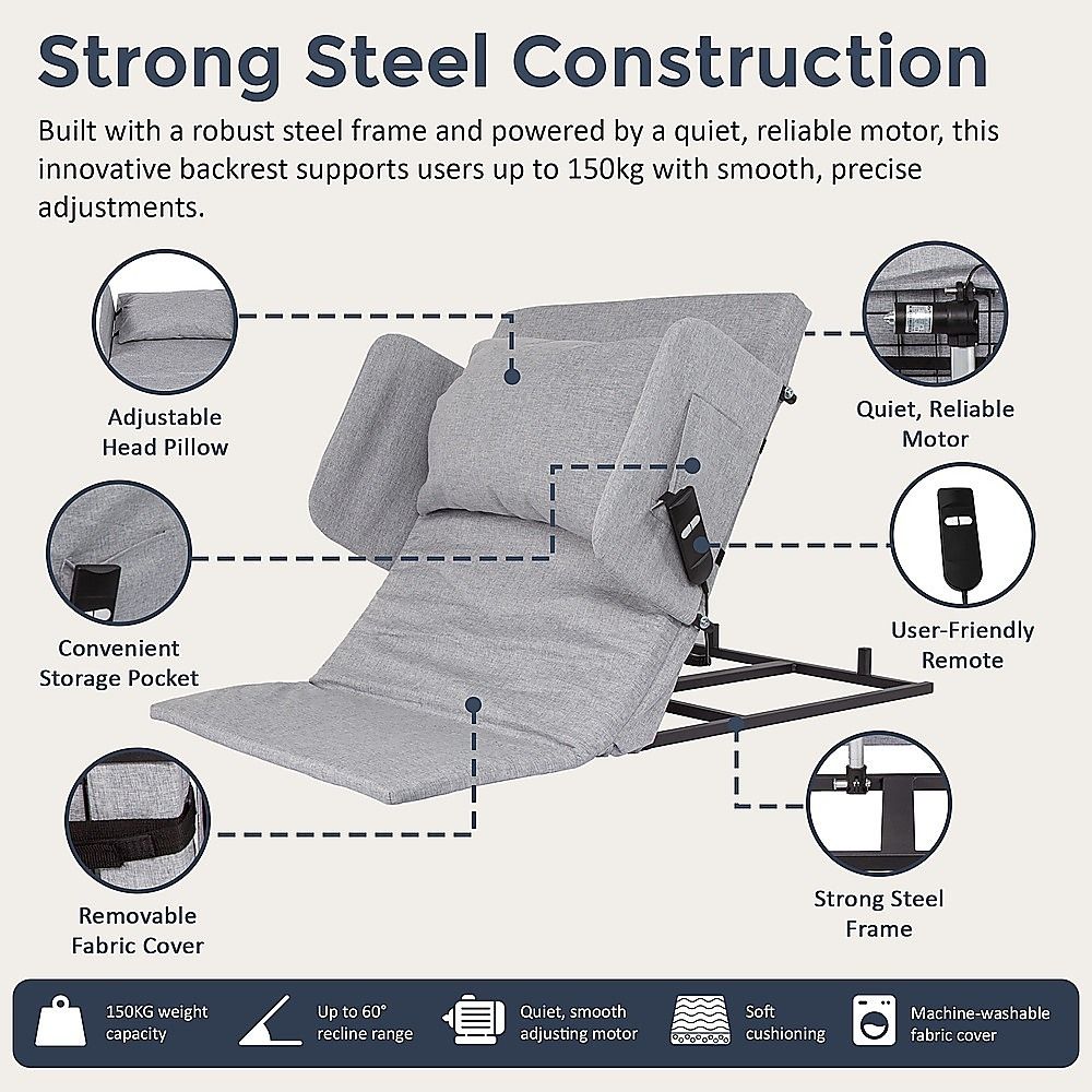 Electric Adjustable Bed Backrest – Power Lift Support with Remote for Sitting & Comfort