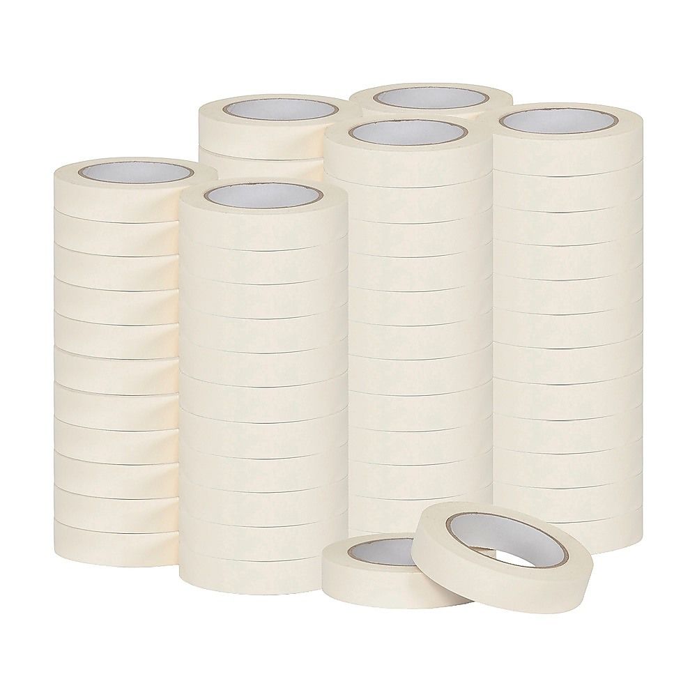 72 x White Masking Tape Rolls – 24mm x 50m Painters Adhesive Tape for Painting
