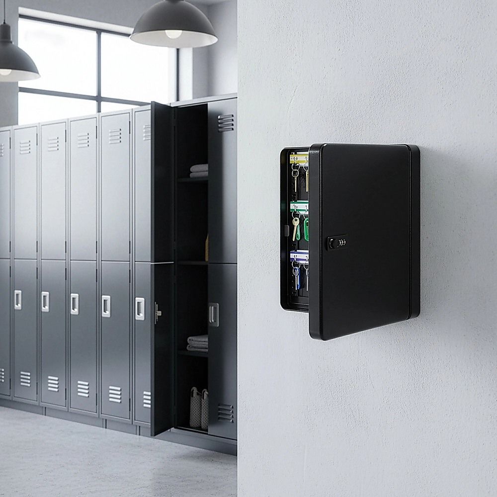 48-Key Cabinet Key Safe with Combination Lock & Keys – Wall Mounted Storage