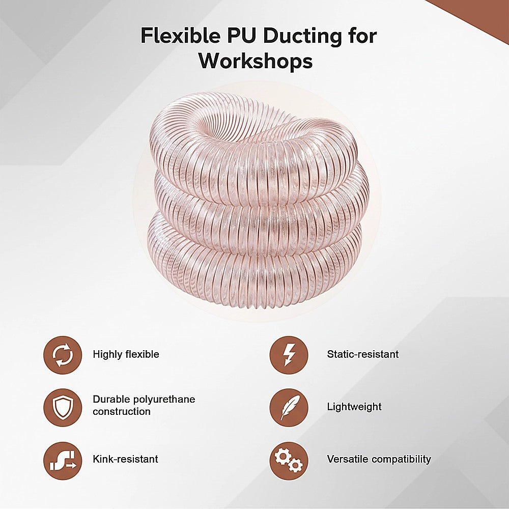 5m Dust Extraction Hose 100mm – Flexible PU Ducting for Workshops