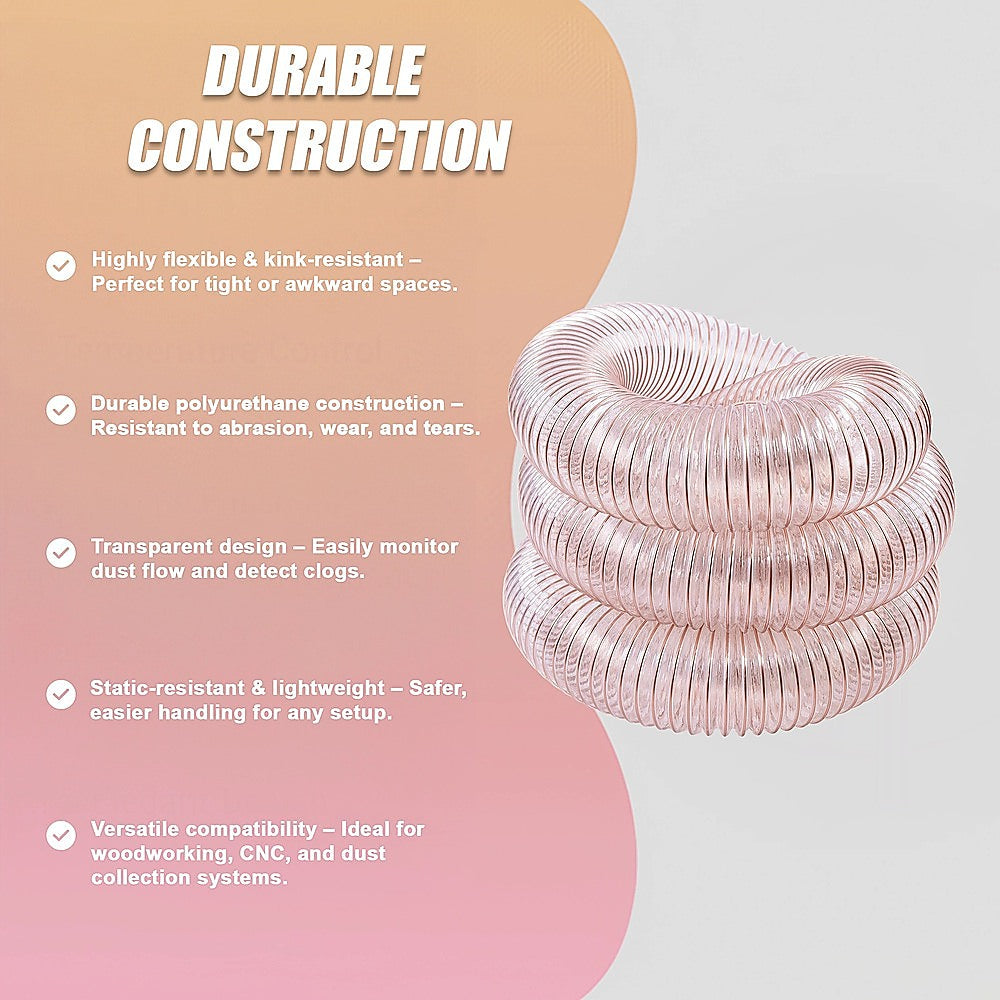 5m Dust Extraction Hose 100mm – Flexible PU Ducting for Workshops