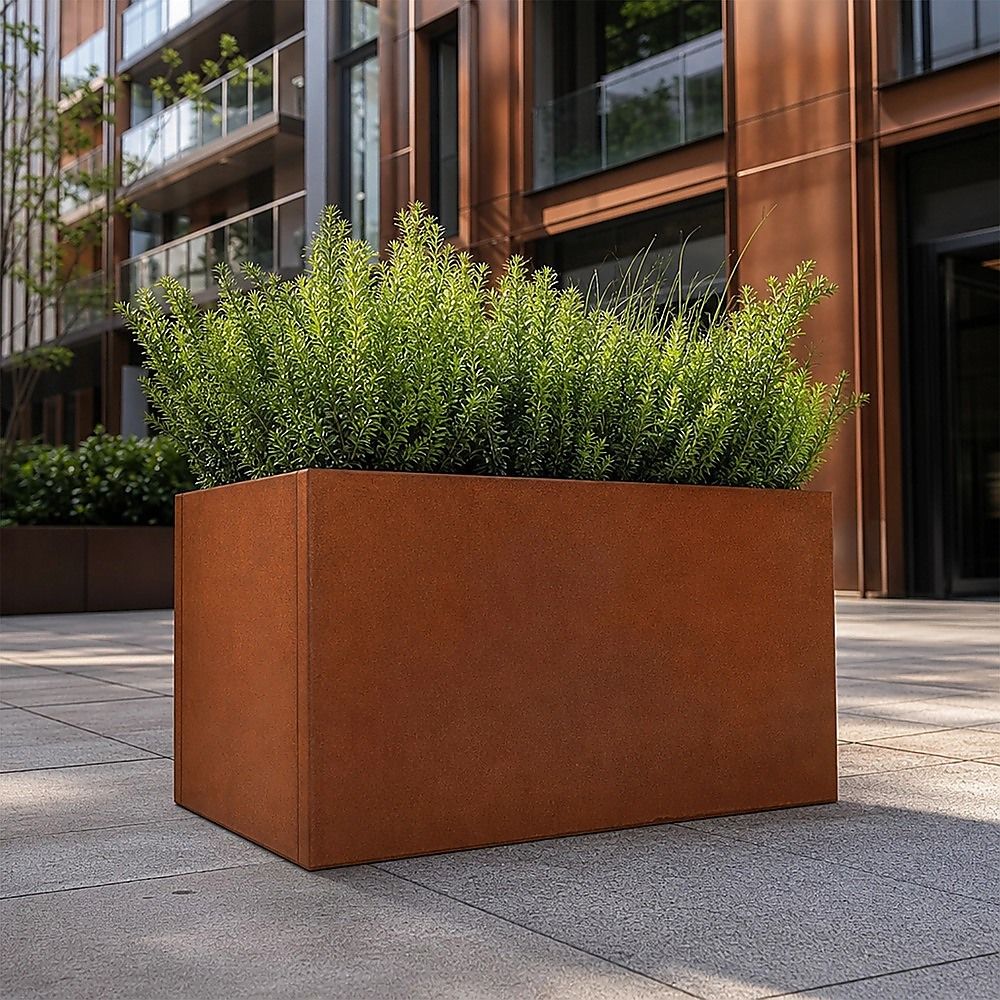 Corten Steel Planter Box 62x40x39cm Outdoor Garden Raised Bed Rust Finish