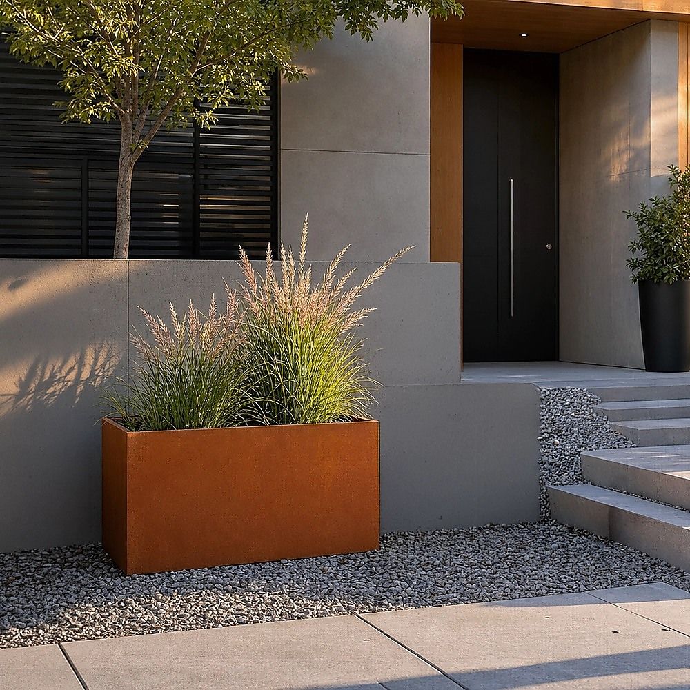 Corten Steel Planter Box 62x40x39cm Outdoor Garden Raised Bed Rust Finish