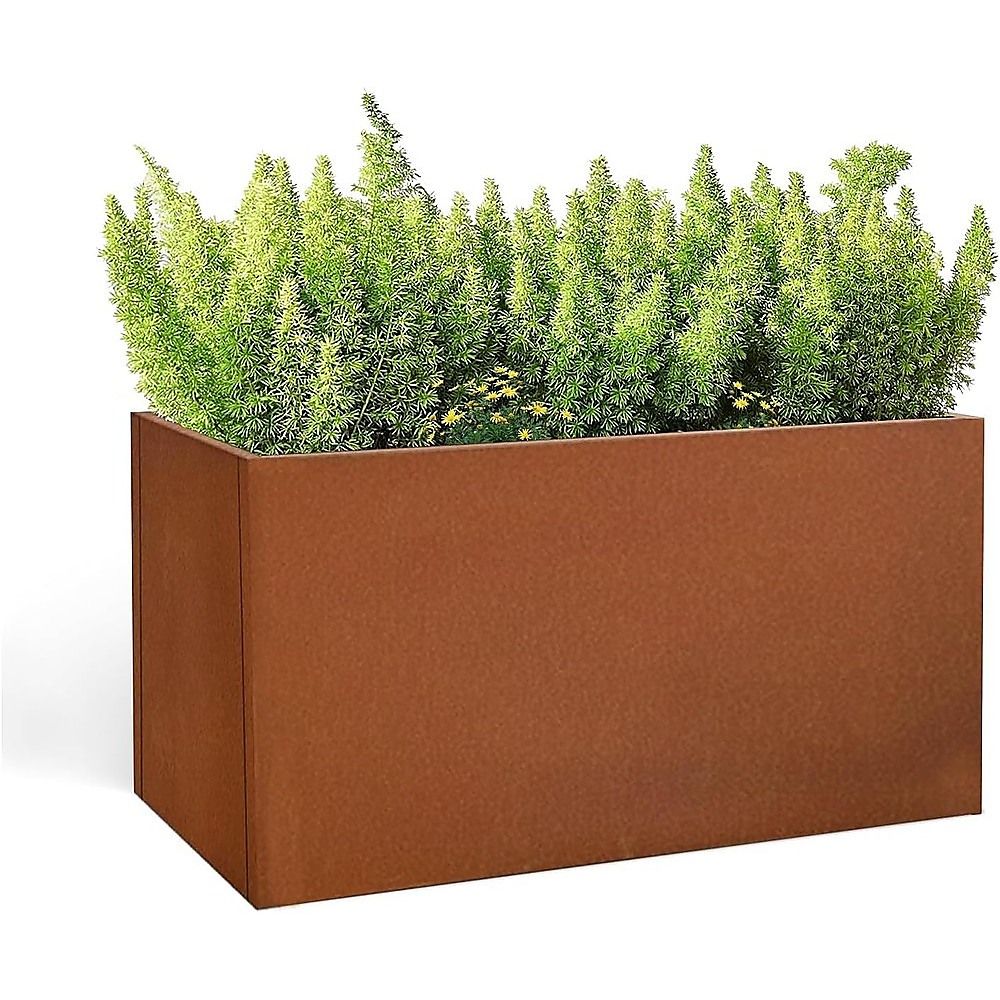 Corten Steel Planter Box 62x40x39cm Outdoor Garden Raised Bed Rust Finish