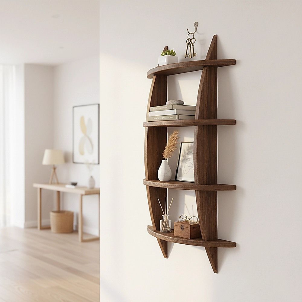 Wall Mounted Solid Wood Shelf Display Stand for Home & Office