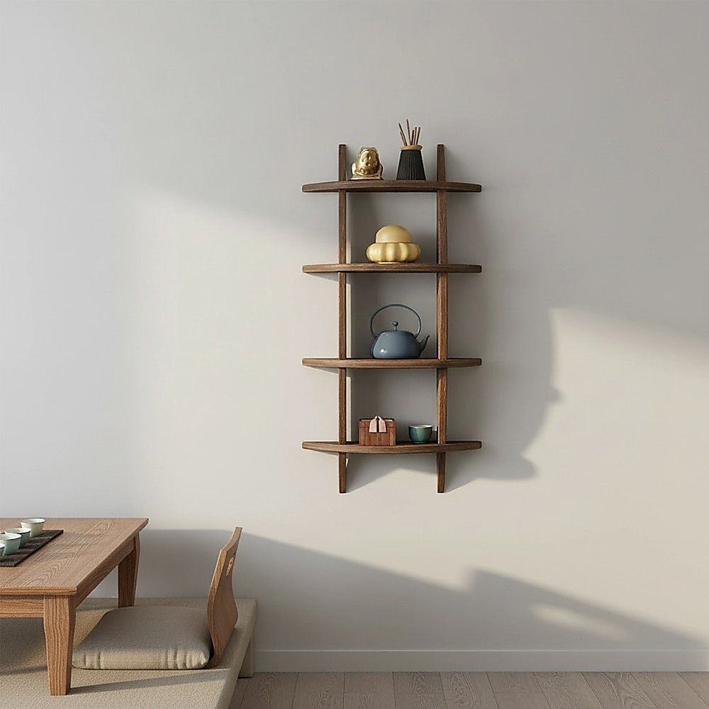 Wall Mounted Solid Wood Shelf Display Stand for Home & Office