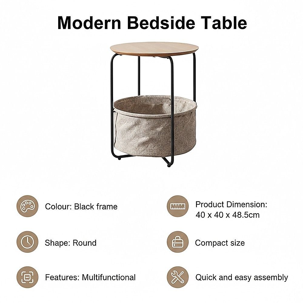 Modern Bedside Table Nightstand Storage for Bedroom or Living Room