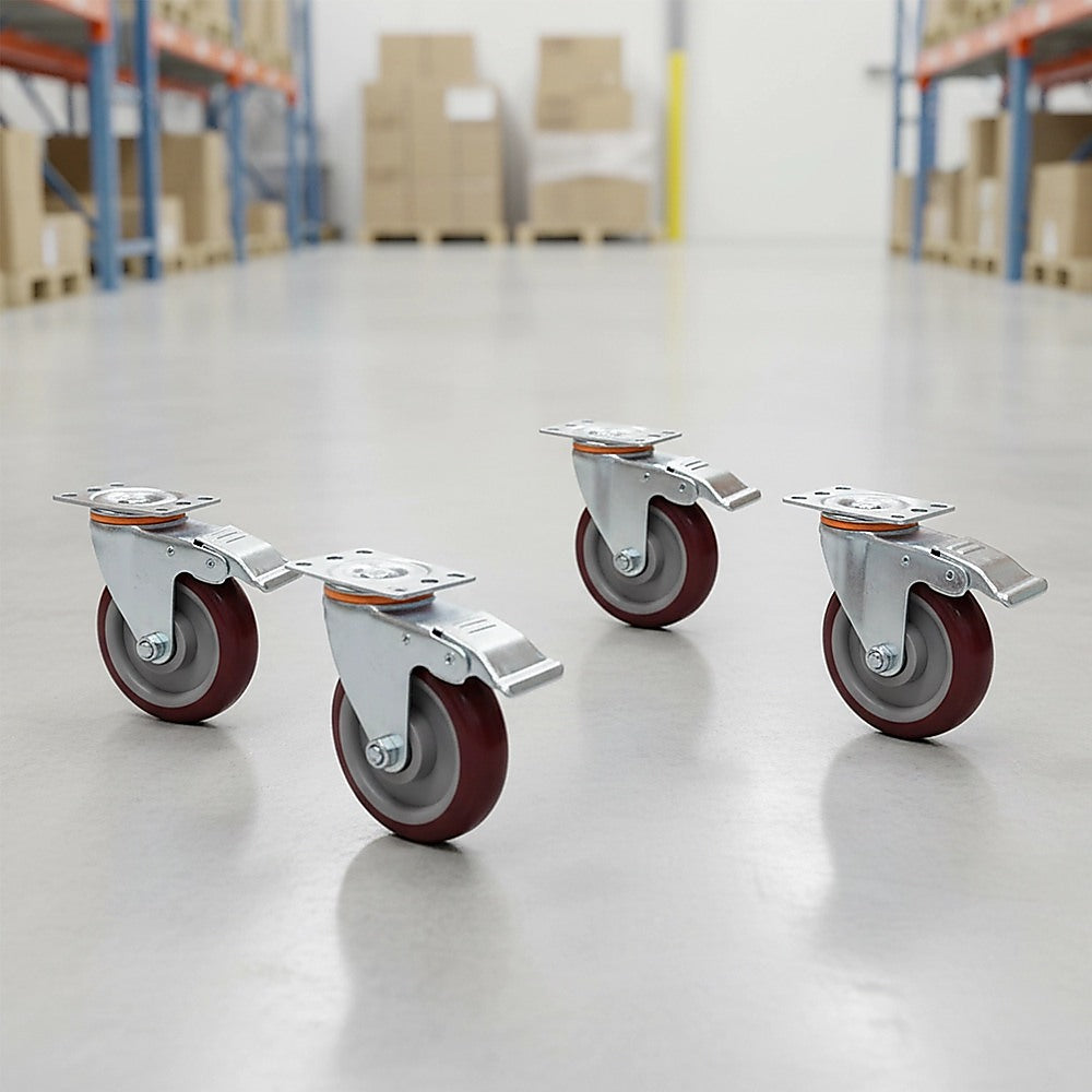 4 Pack 5 Inch Heavy Duty Locking Caster Wheels Swivel Plate Castors