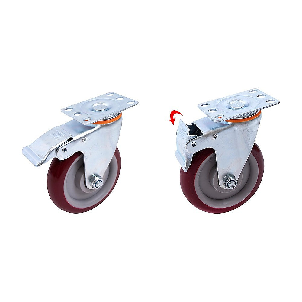 4 Pack 5 Inch Heavy Duty Locking Caster Wheels Swivel Plate Castors
