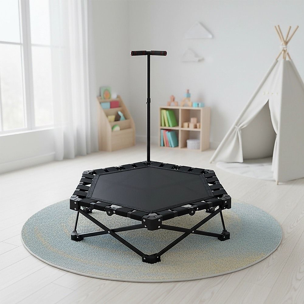 Foldable Fitness Trampoline with Handle Compact Folding Rebounder
