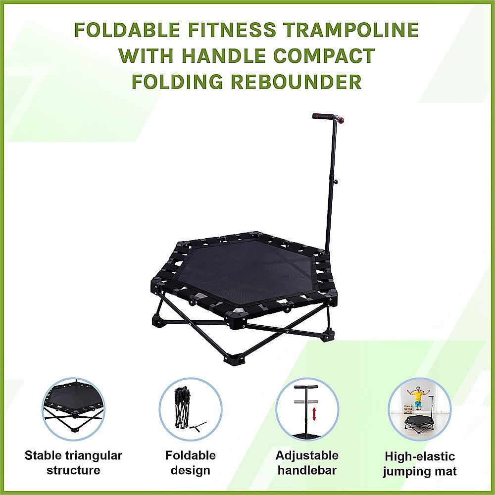 Foldable Fitness Trampoline with Handle Compact Folding Rebounder