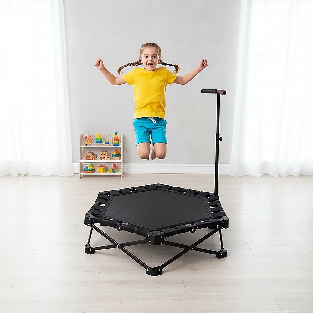 Foldable Fitness Trampoline with Handle Compact Folding Rebounder
