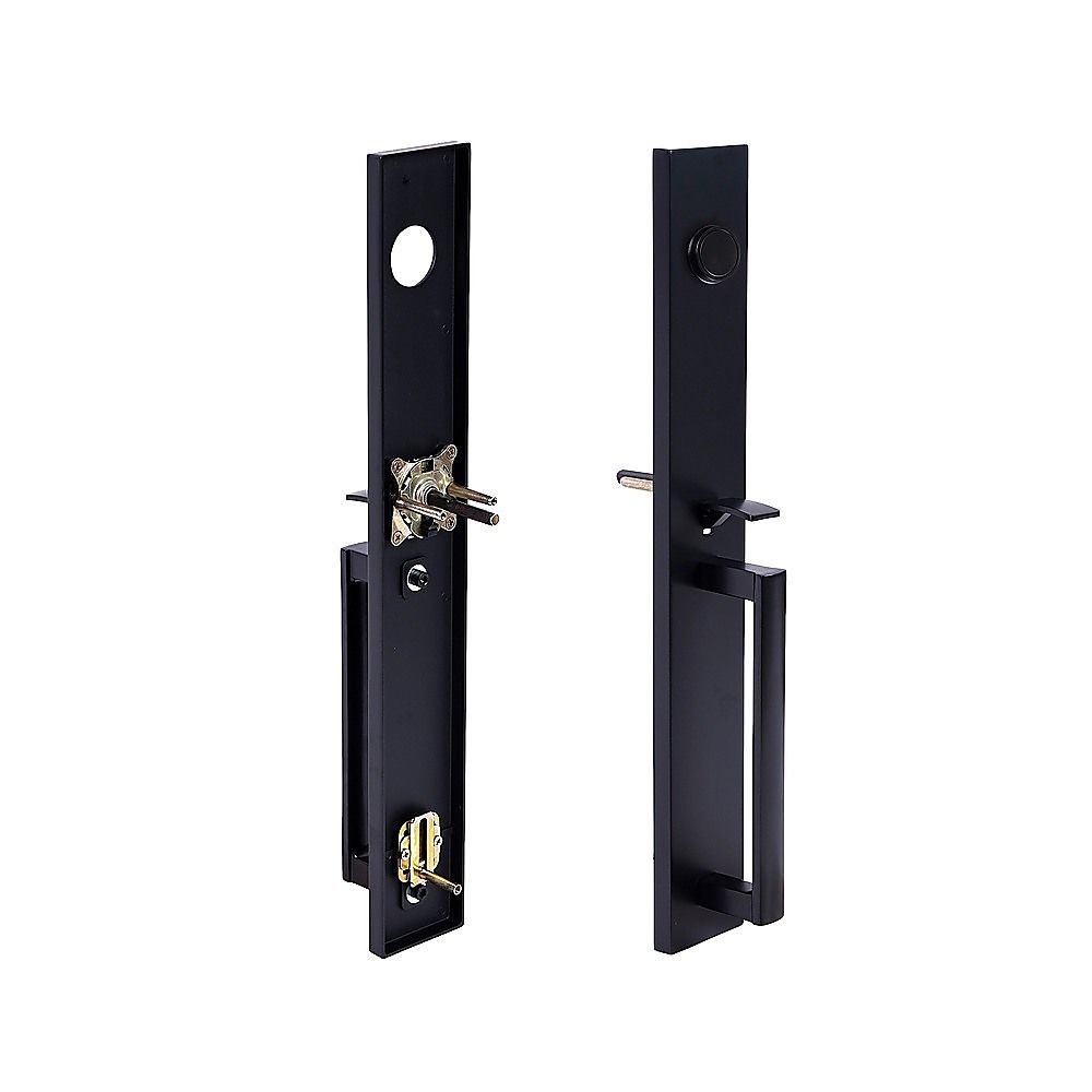 Matte Black Single Door Handle Set Dummy Front Entry Deadbolt Lock