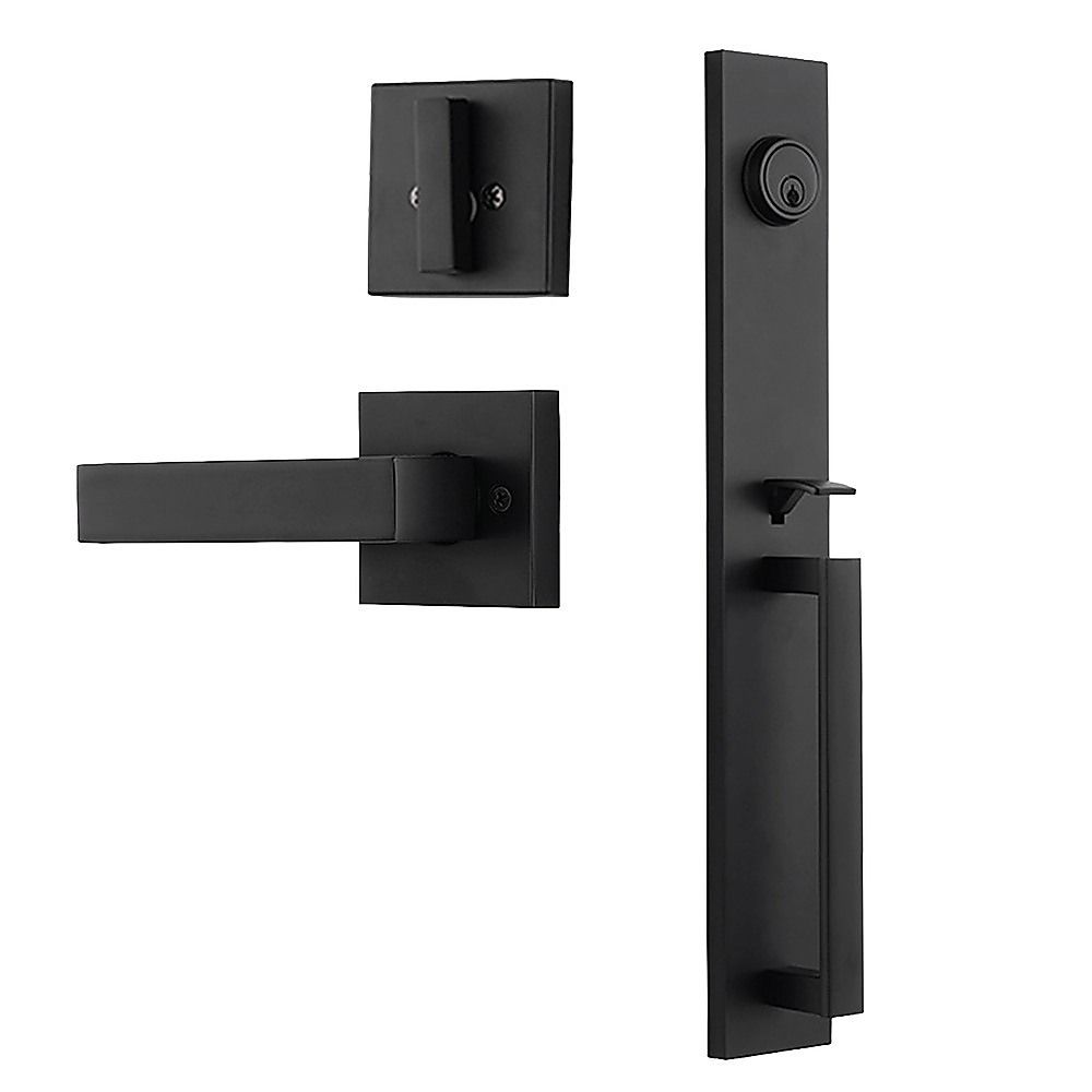 Matte Black Single Door Handle Set Dummy Front Entry Deadbolt Lock