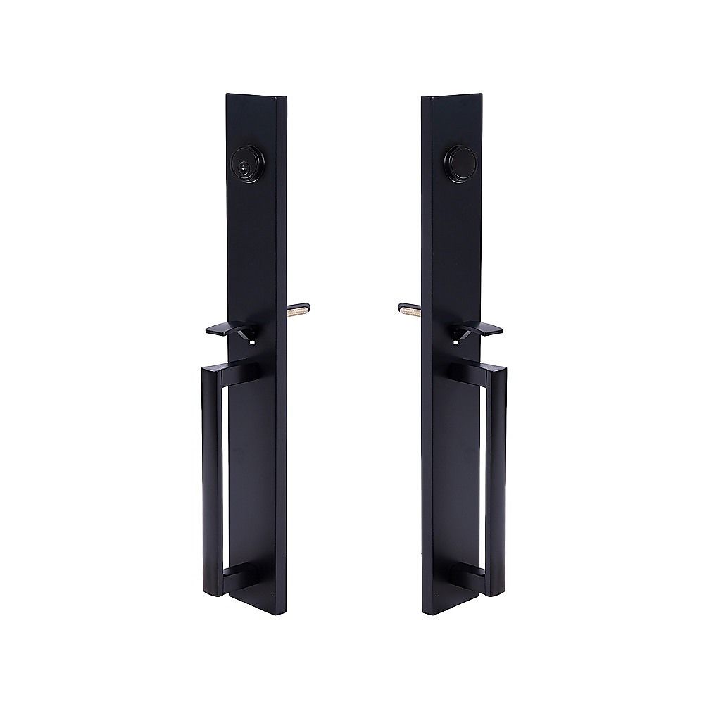Matte Black Single Door Handle Set Dummy Front Entry Deadbolt Lock