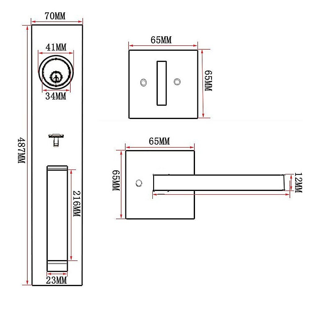 Matte Black Single Door Handle Set Dummy Front Entry Deadbolt Lock