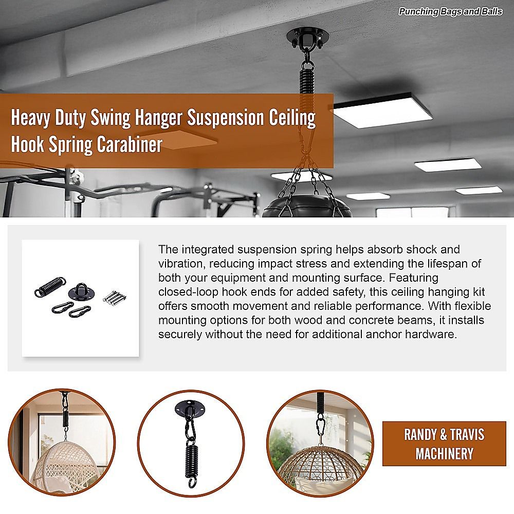 Heavy Duty Swing Hanger Suspension Ceiling Hook Spring Carabiner