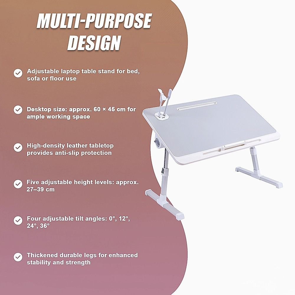 Adjustable Laptop Table Stand Lap Bed Tray for Home Office Use