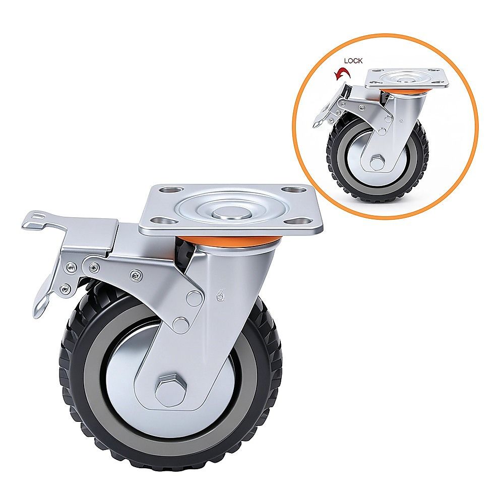 Heavy Duty Plate Caster Wheels Set 4 1200kg Swivel
