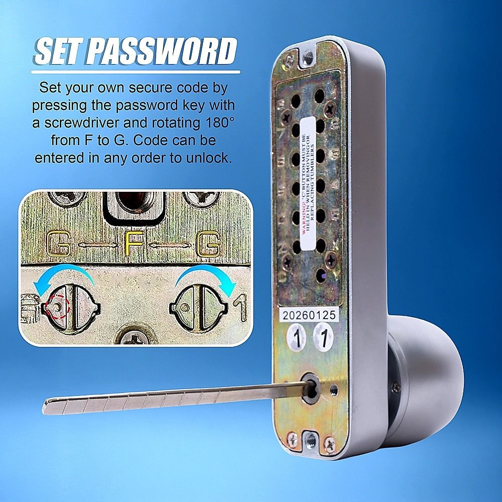 Mechanical Keyless Door Lock with Handle for Garage Office