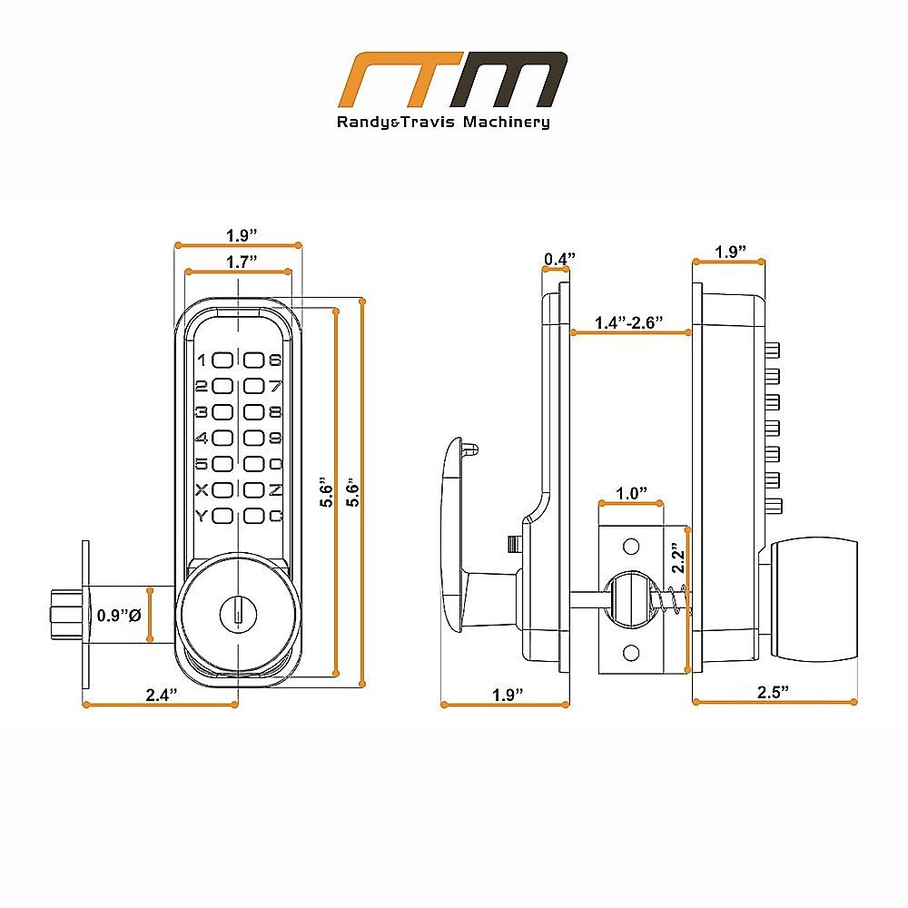 Mechanical Keyless Door Lock with Handle for Garage Office