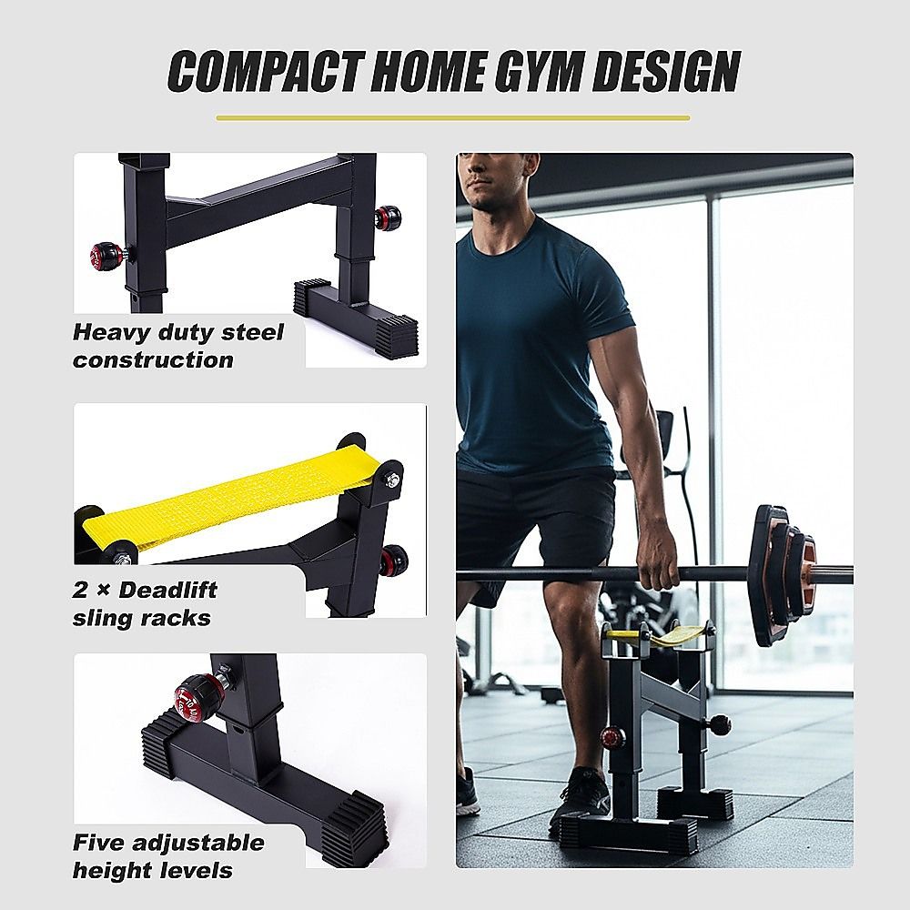 2x Deadlift Sling Racks Barbell Jack Squat Wedge