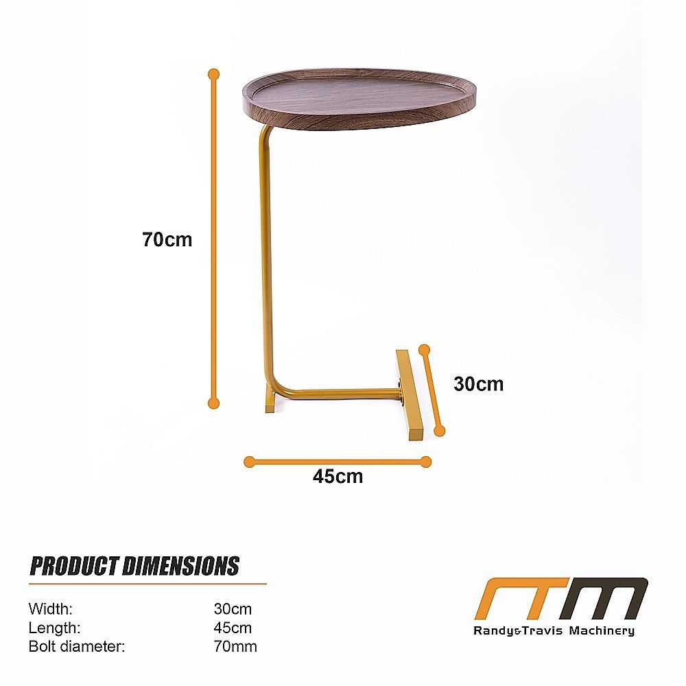 Modern Oval Side Table Gold Base Sofa End Table