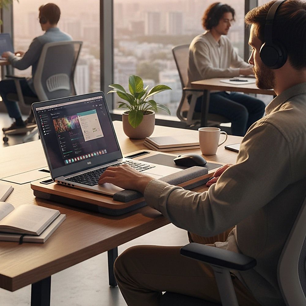 Portable Lap Desk with Mouse Pad Cushion Oak