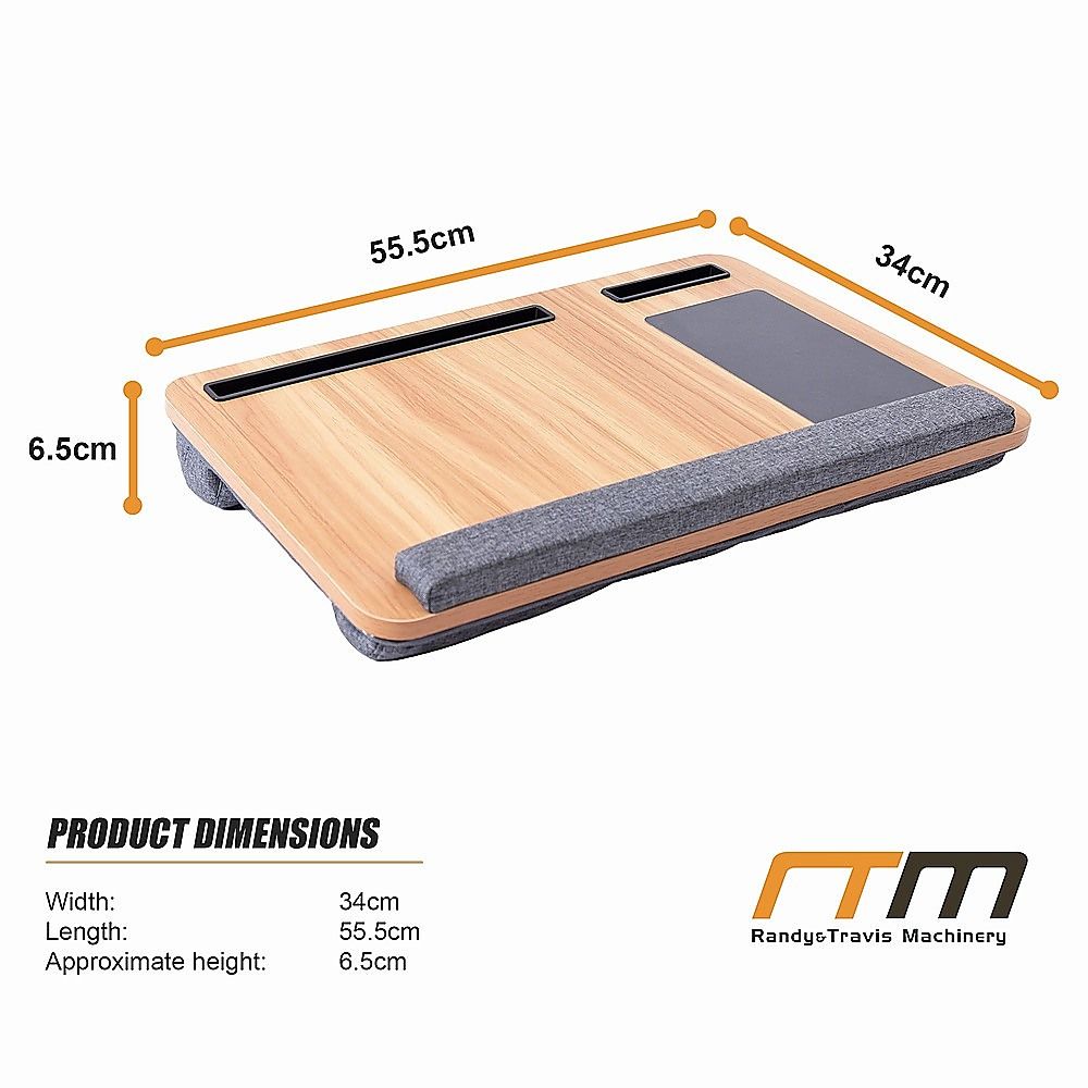 Portable Lap Desk with Mouse Pad Cushion Oak