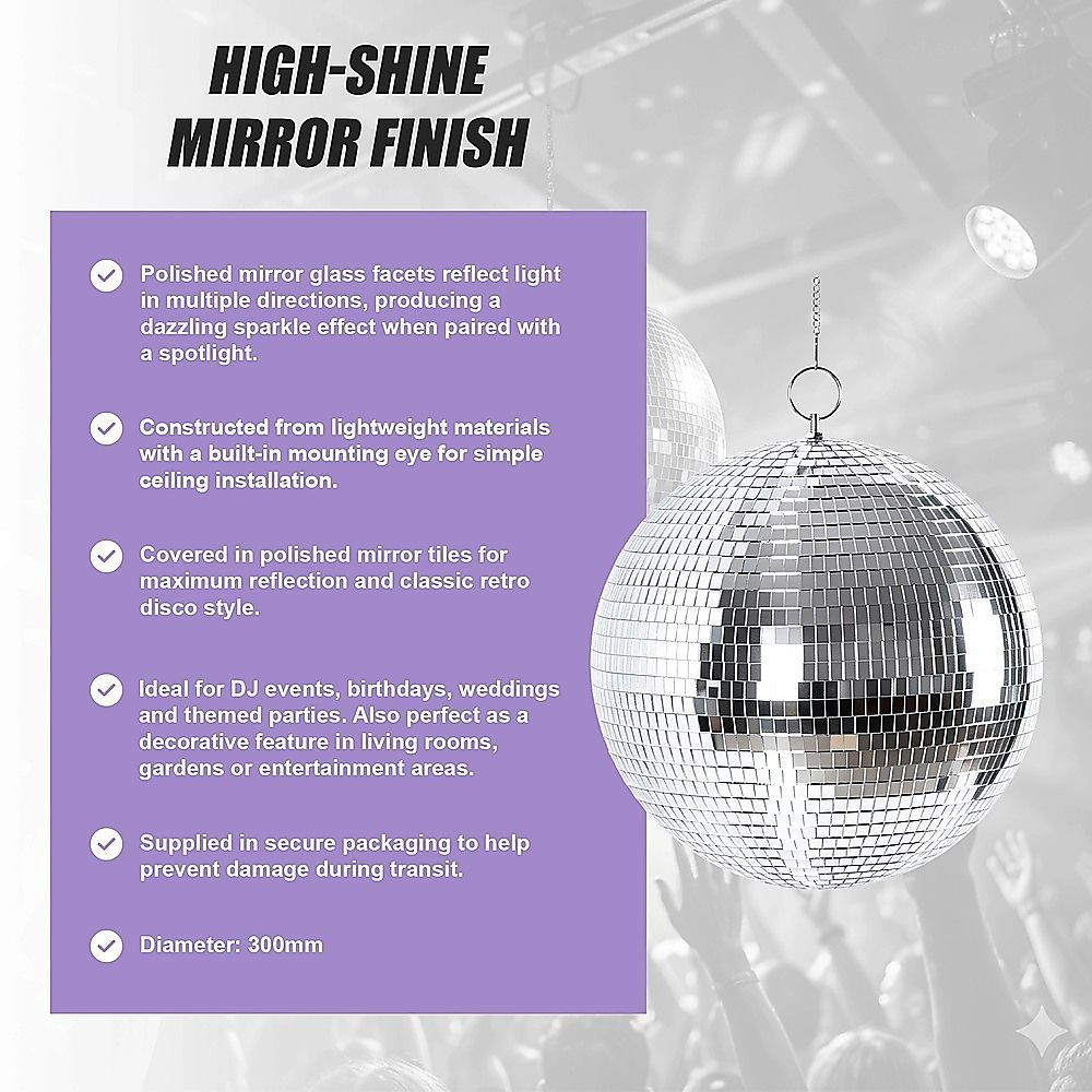 Silver Mirror Disco Ball Hanging DJ Party Decor