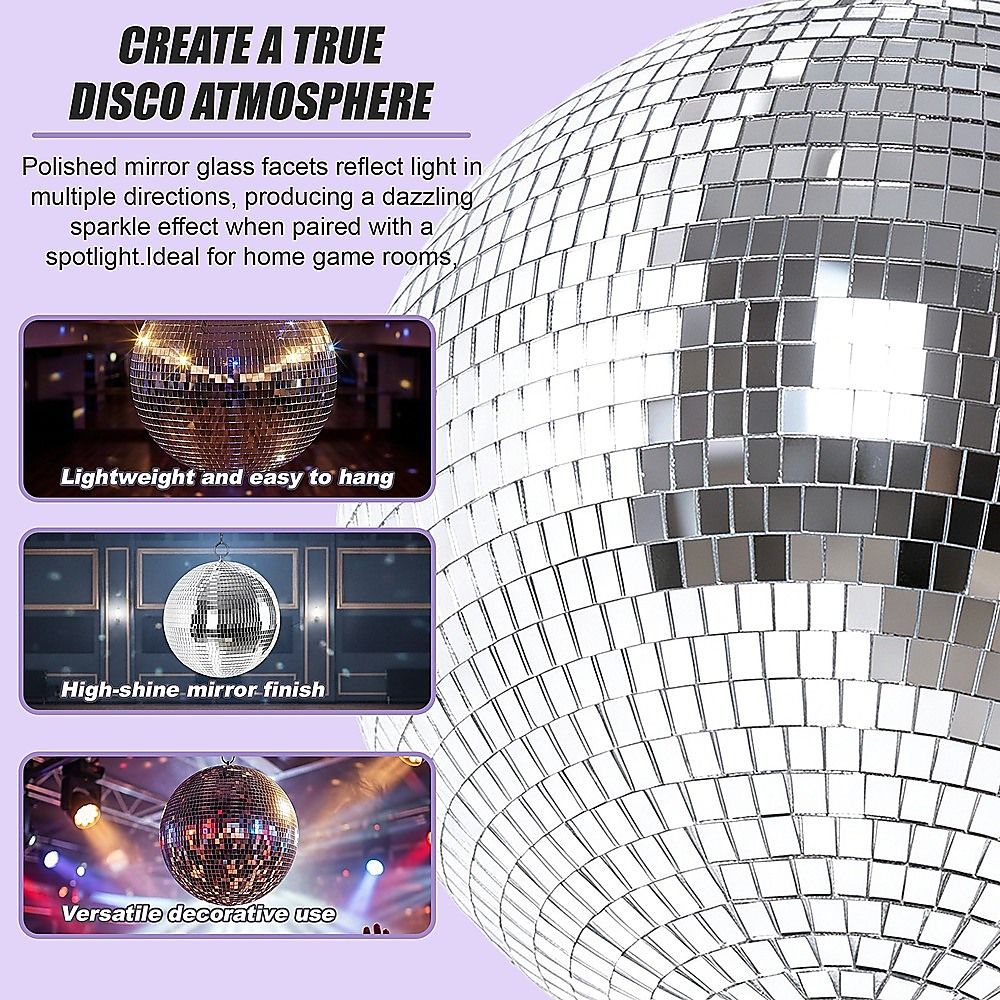 Silver Mirror Disco Ball Hanging DJ Party Decor