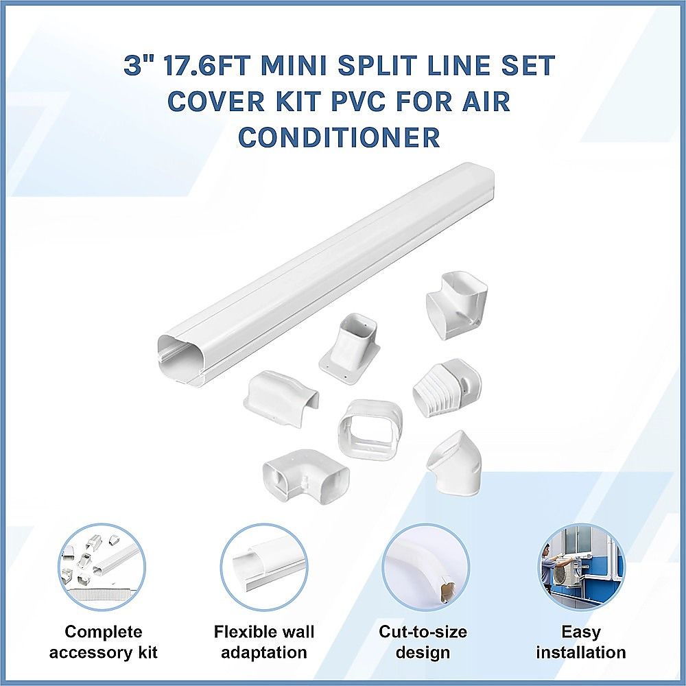 75mm 5.4m Mini Split Line Set Cover Kit PVC for Air Conditioner Installation