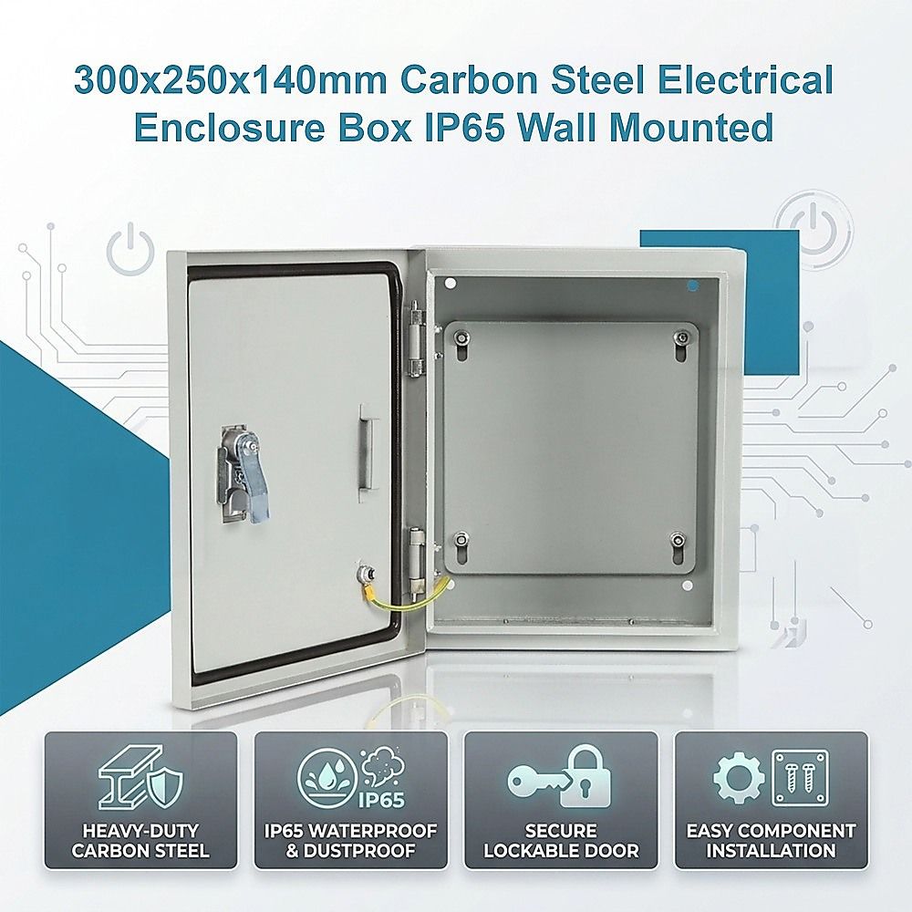 300x250x140mm Carbon Steel Electrical Enclosure Box IP65 Wall Mount