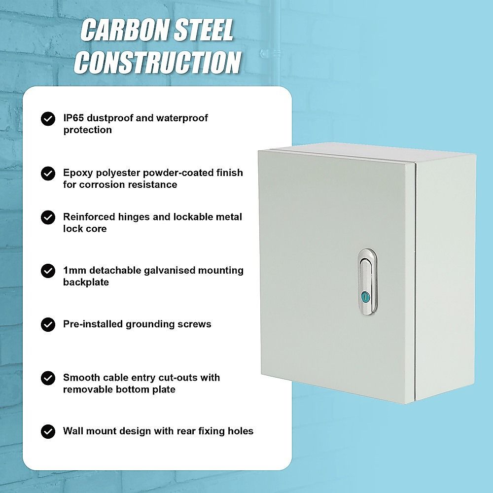 300x250x140mm Carbon Steel Electrical Enclosure Box IP65 Wall Mount