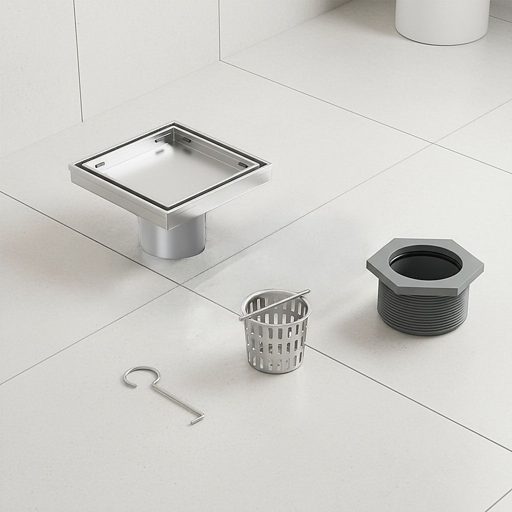 10x10cm Square Shower Drain with Removable Tile Insert Grate – Stainless steel 304SS, CUPC Certified for Modern Bathrooms
