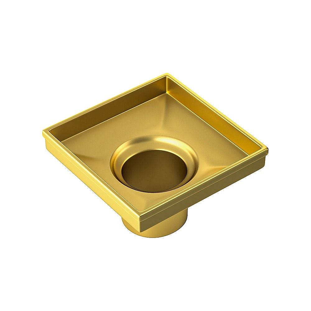 10x10cm Square Shower Drain with Removable Tile Insert Grate – Brushed Gold 304SS, CUPC Certified for Modern Bathrooms